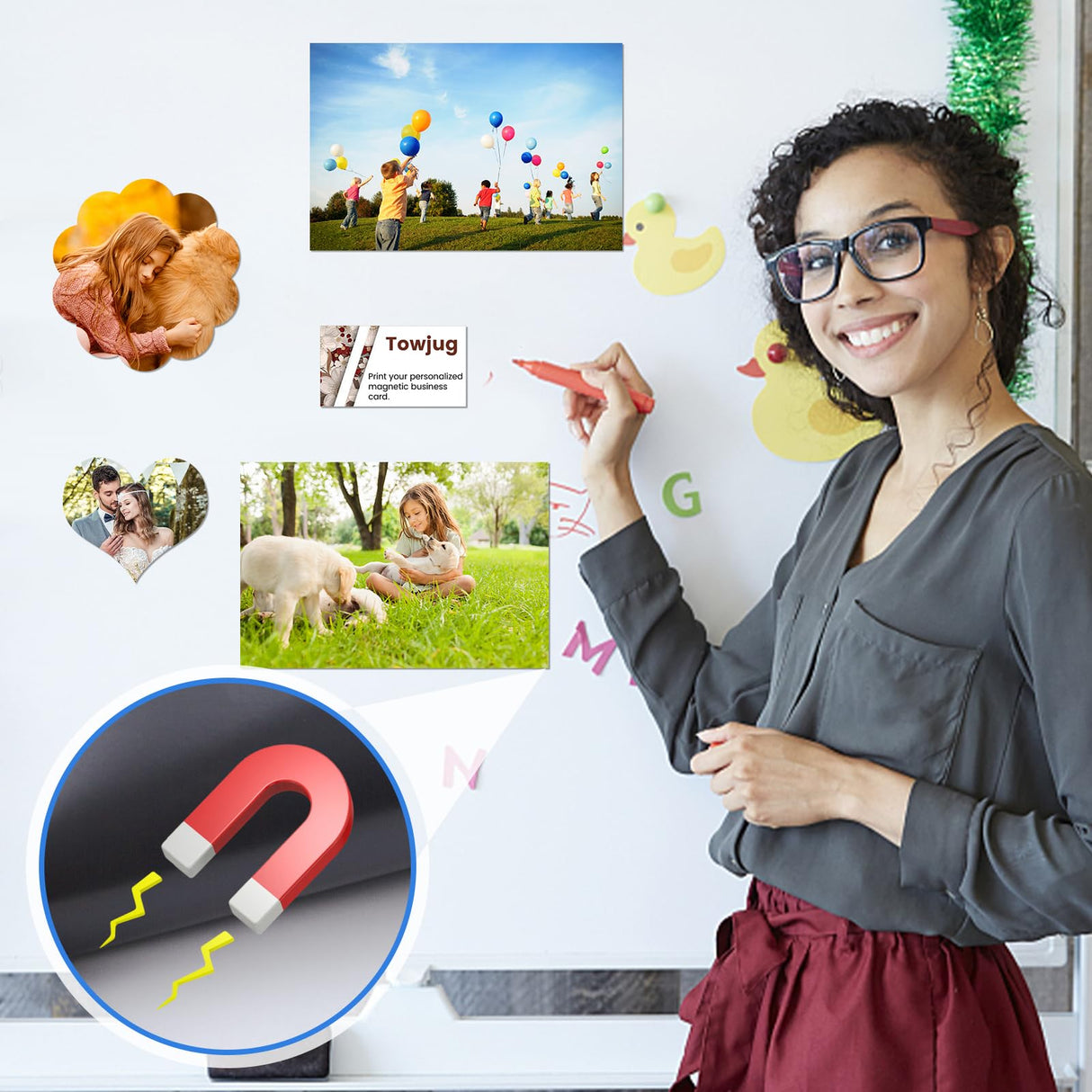 Towjug Printable Magnetic Sheets 8.5x11 Inches for Inkjet Printers, 8 Sheets Glossy Print Paper Non-Adhesive Backing, 12mil Thickness DIY Flexible Magnet Photos Towjug