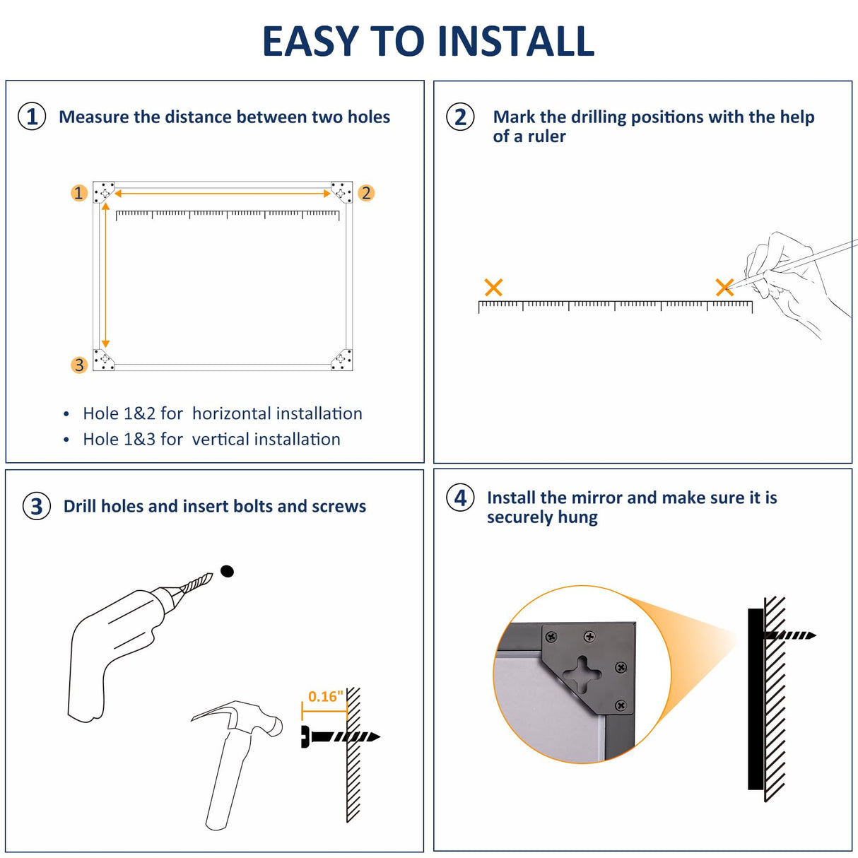 WEER Walnut Bathroom Mirror 24x36 Inch, Walnut Wood Grain Framed Mirror, Rectangle Wall Mounted Bathroom Vanity Mirror with Tempered Glass, Hangs Vertically or Horizontally, Anti-Rust WEER