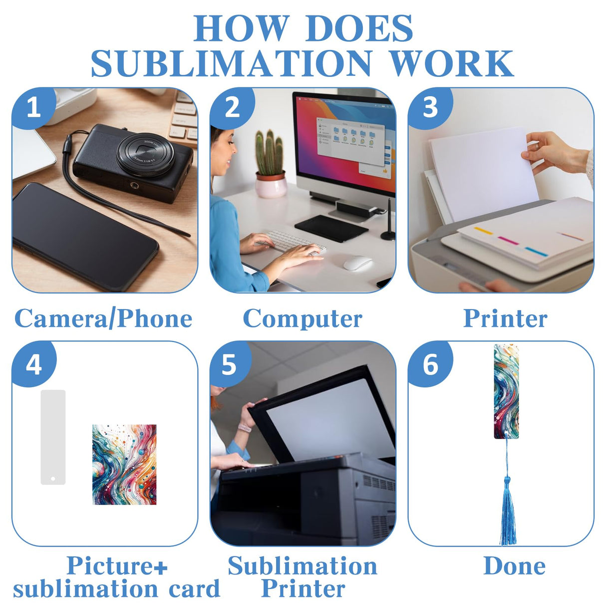 50 Pcs Sublimation Blank Bookmark Heat Transfer Aluminum Metal Bookmarks DIY Bookmarks with Hole and Colorful Tassels Single-Sided Printing Personalized Tassels Blank Bookmarks for Crafts Gift Telooco