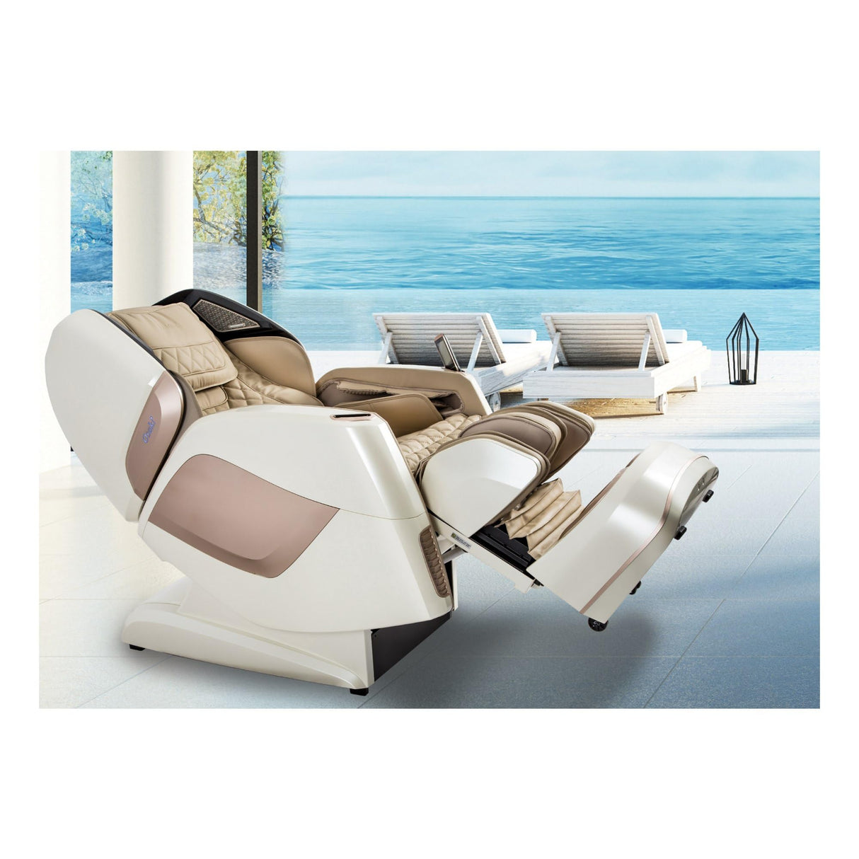 Osaki OS-Pro Maestro 4D Zero Gravity Massage Chair with Heated Rollers, L-Track Design, Touch Screen Remote (Ivory) Osaki