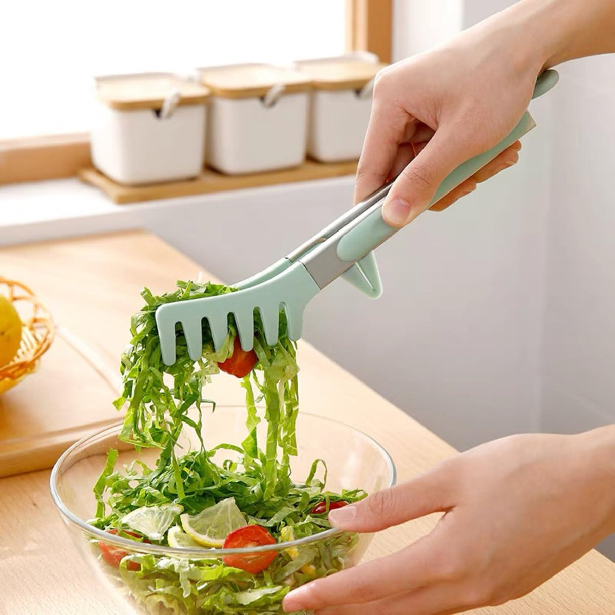 Kitchen Tongs for Cooking, 9 Inch Small Silicone Tongs, Food Grade Mini Serving Tongs with Silicone Tips, Set of 3, Green TOWINGO