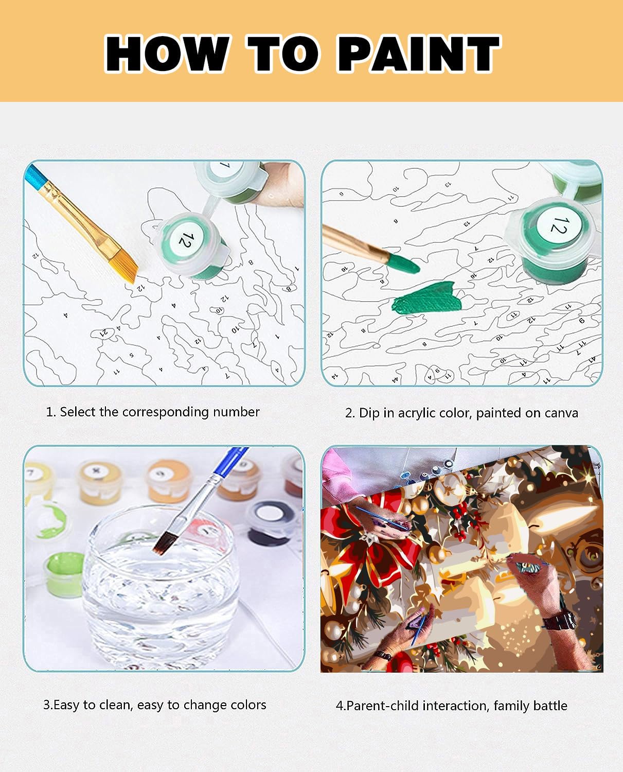 Meothan Christmas Paint by Bumbers for Adults Xmas Candles DIY Paint by Numbers Acrylic Paint Canvas Winter Painting Art Kits for Home Decor and Gifts 16x20 Inch (Without Frame) Meothan