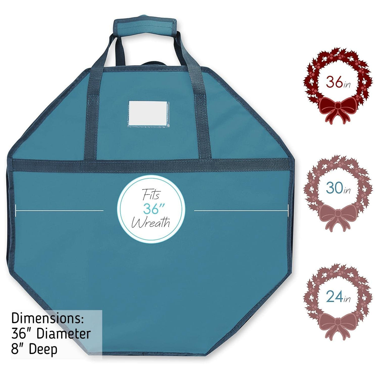 Hearth & Harbor Wreath Storage Container - Hard Shell Christmas Wreath Storage Bag with Interior Pockets, Dual Zipper and Handles - 36" Premium Wreath Storage Organizer Box Hearth & Harbor