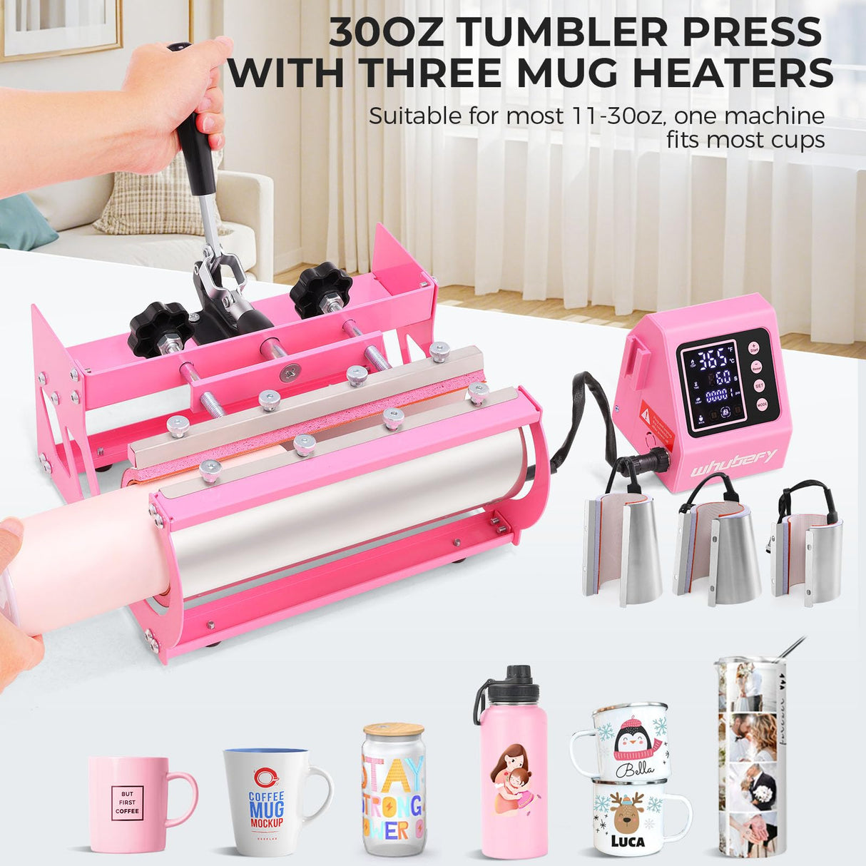 Whubefy Heat Press 15x15 inch 8 in 1 with 30OZ Tumbler Press, Slide Out 360° Swing Away Digital Shirt Press Machine, Industrial-Quality Heat Transfer Sublimation for T-Shirt/Tumbler/Mug/Hat/Cap/Plate Whubefy