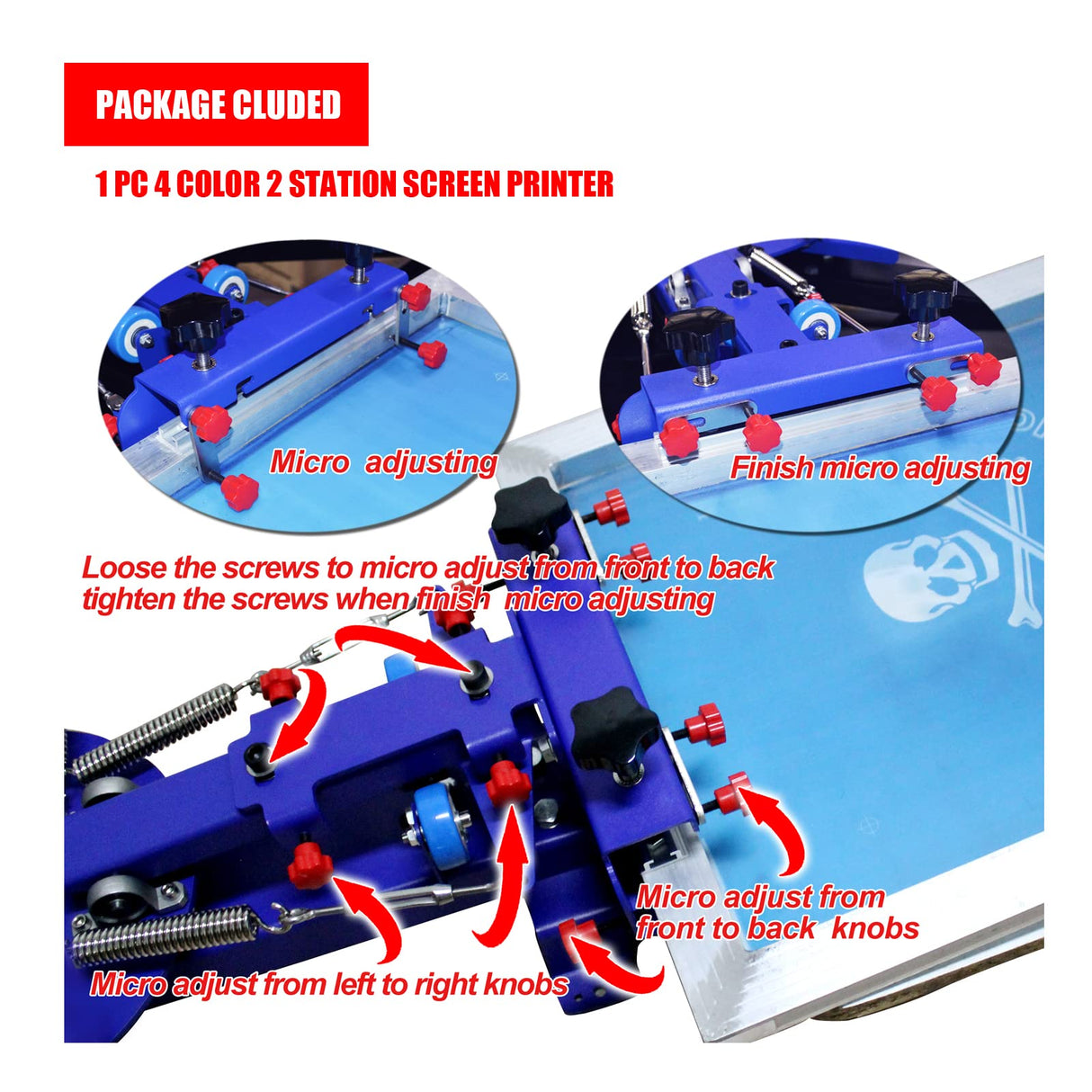 Tianiuseen 4 Color 2 Station Screen Printing Kit Desktop Screen Printer Silk Printing Press Equipment Material 18 * 20 inch Flash Dryer UV Exposure Unit for T-Shirt DIY Tianiuseen