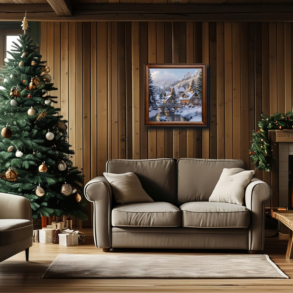 CHWGLFGG 5D Diamond Art Kits for Adults Beginners, Snowy Landscape Diamond Painting Kits, DIY Full Round Drill Winter Cabin Paint by Diamonds Dot Gem Art for Adults, Home Wall Decor 13.7X 13.7 Inch CHWGLFGG