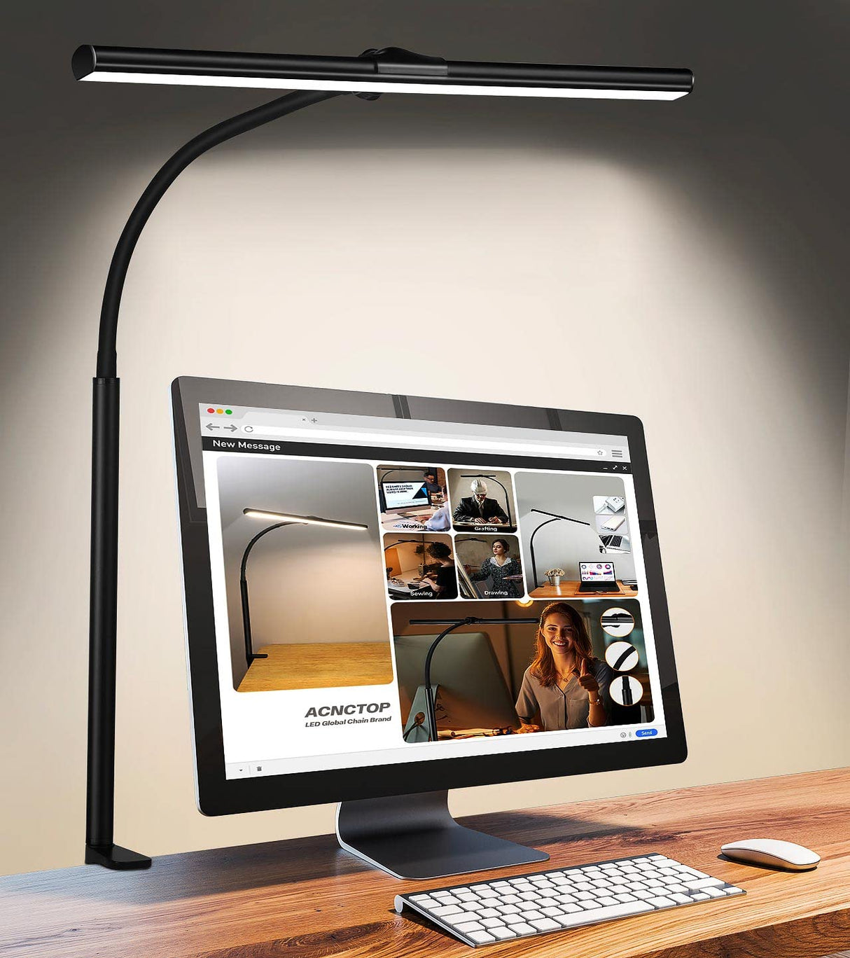 ACNCTOP Desk Lamp for Office Home - Eye-Caring Architect Task Lamp 25 Lighting Modes Adjustable LED Desk Lamp Flexible Gooseneck Clamp Light for Workbench Drafting Reading Study ACNCTOP