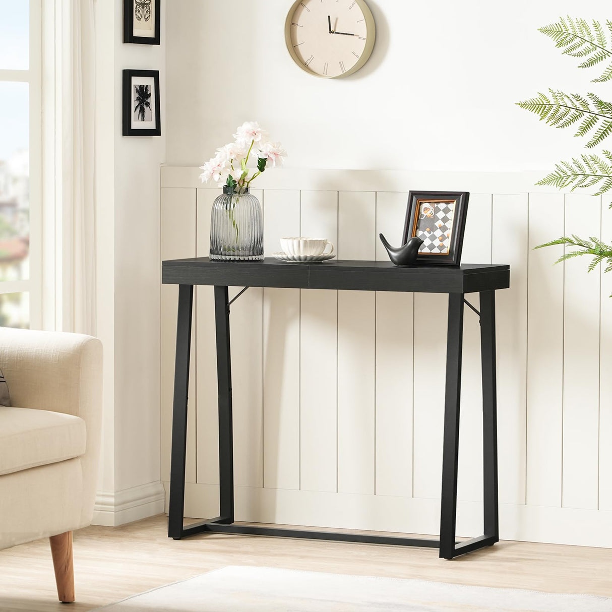 MAHANCRIS Narrow Console Table, Black Entryway Table for Hallway, Small Foyer Tables for Entryway, Behind Couch Sofa Table for Living Room, Hallway, Corridor, Easy Assembly, Black CTHB11801 MAHANCRIS