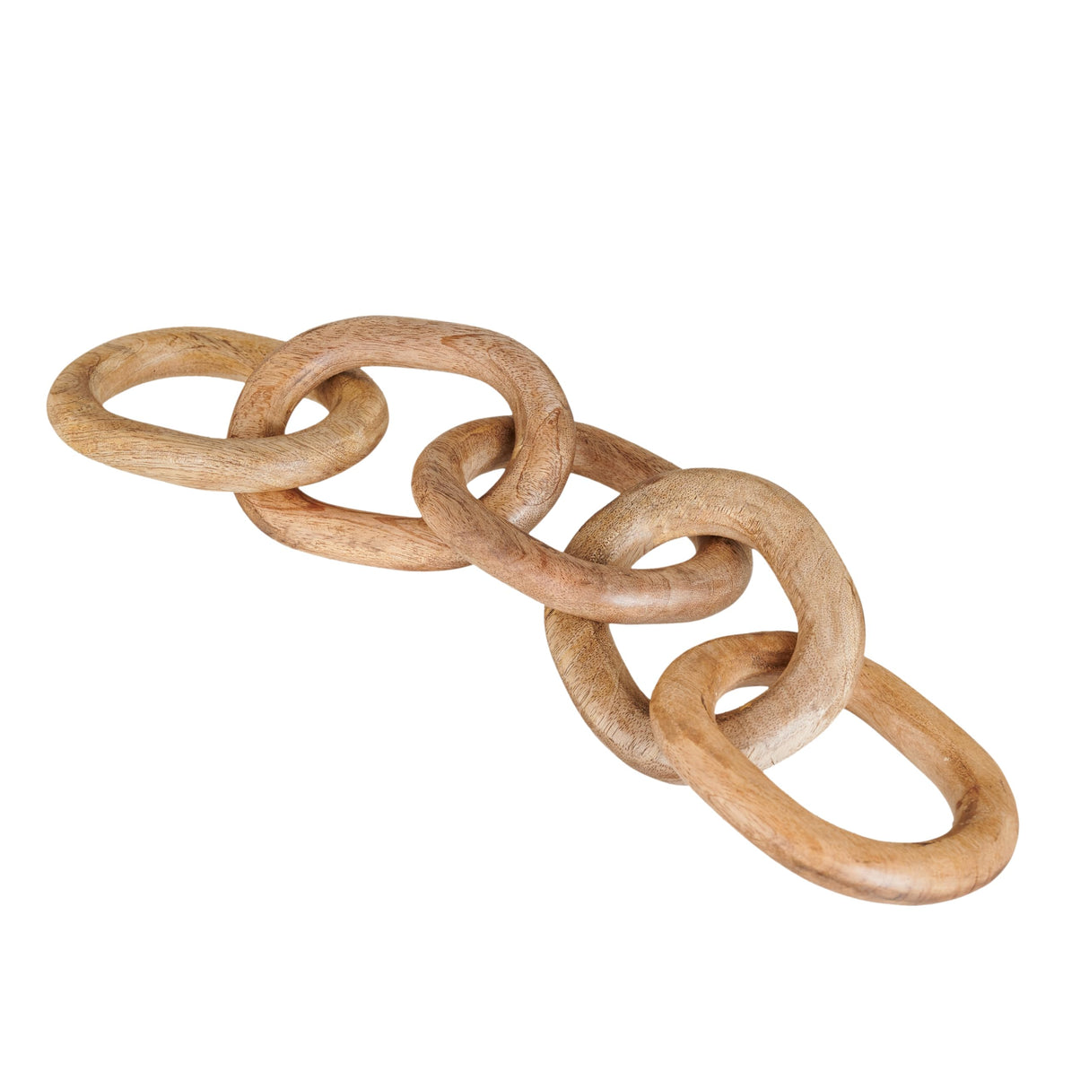 Wood Chain Link Decor Hand Carved 5-Link Wood Knot Decorative Chain, Rustic Wood Link Decorative Object Large Wooden Chain for Home Living Room Coffee Table Farmhouse Natural 16 x 4 x 2 Eximious India