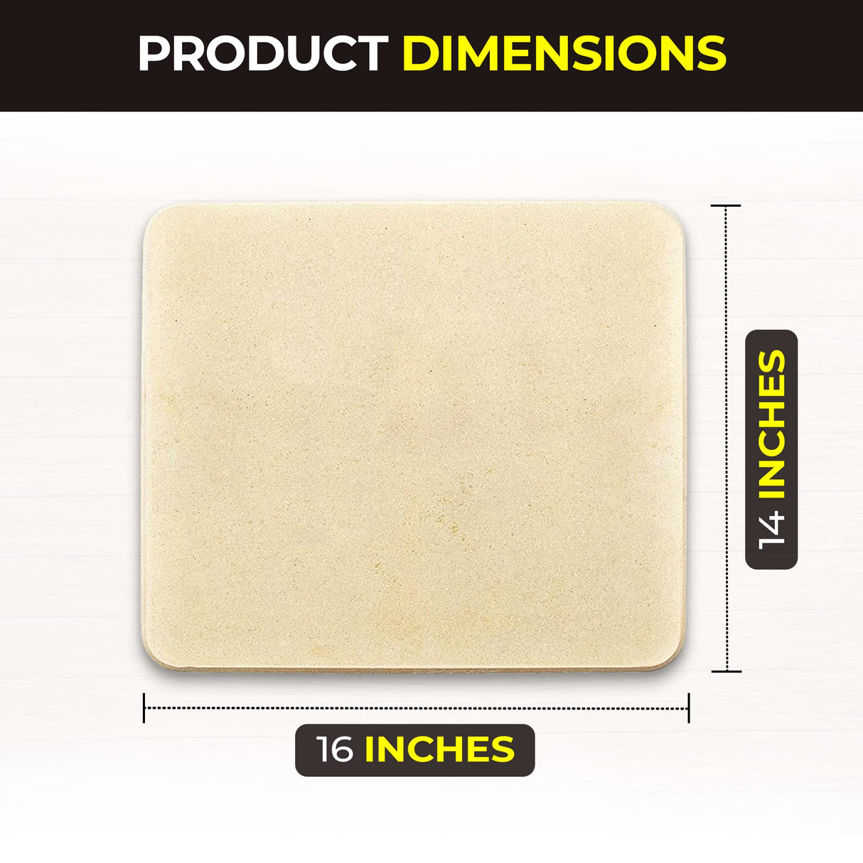 Pizza Stone - Baking Stone. SOLIDO Rectangular 14"x16" - Perfect for Oven, BBQ and Grill Solido