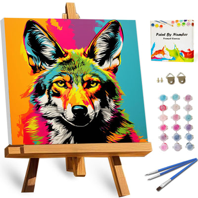 TOCARE Framed Paint by Numbers Kit for Adults, Wolf Paint by NumbersWith Frame,Wolf Paint by Number on Framed Canvas for Adult Beginner (10x10 Inch, Without Easel)