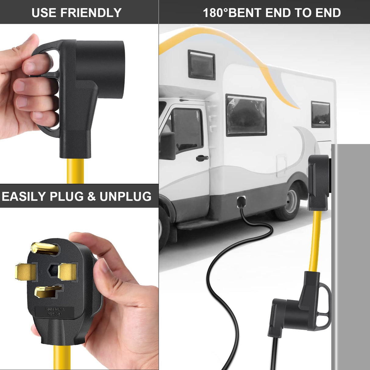 Rophor NEMA 14-30P to 14-50R EV Charger Adapter Cord, 30 AMP Dryer to 50 AMP EV/RV Conversion Adapter, Perfect Use for Level 2 EV Charging Rophor