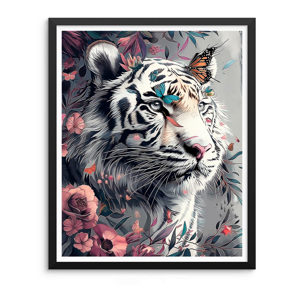 Natuyalo Paint by Numbers Kits for Adults, White Tiger Paint by Number for Adults Beginner, Animal Paint by Numbers on Canvas for Home Wall Decor 16x20 Inch Natuyalo