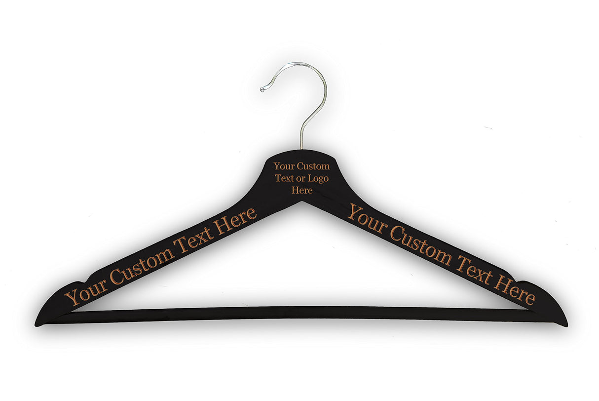 Customized Custom 3D Laser Engraved Personalized Wooden Clothes Hanger Organization Closet Tools (Black) Hat Shark