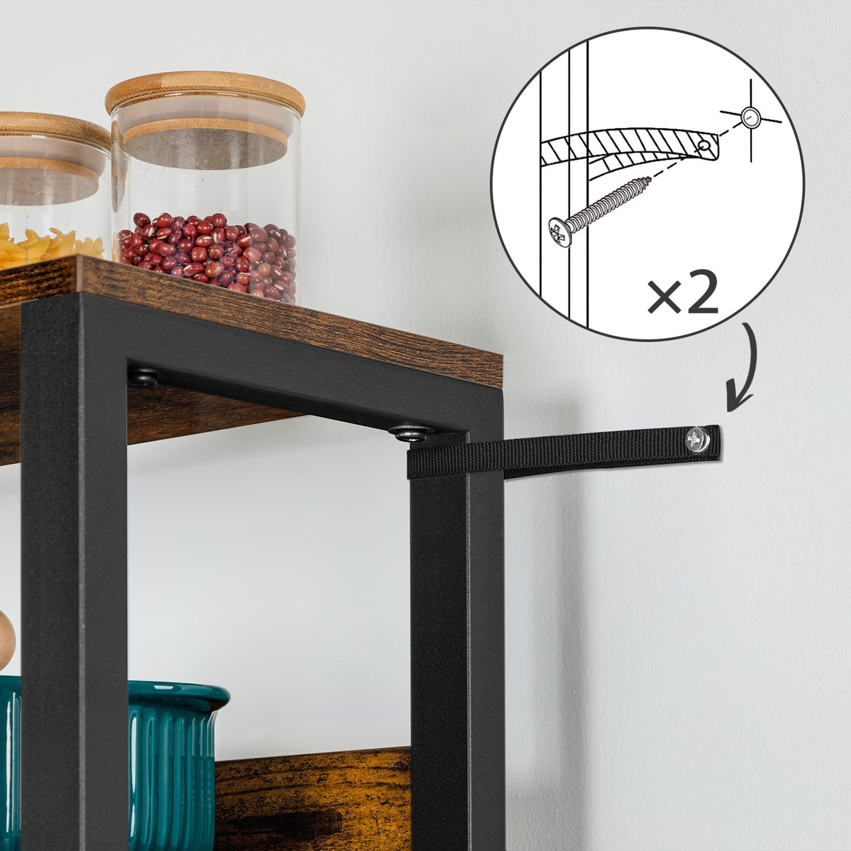 HOOBRO 68.1-Inch Rustic Brown Bakers Rack with Power Outlets and 7-Tier Storage Shelves HOOBRO