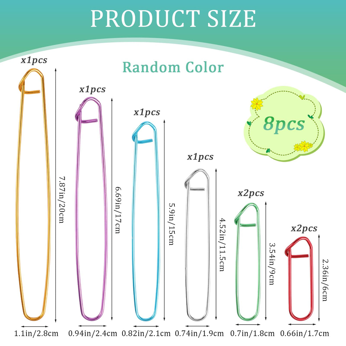 8 PCS Knitting Stitch Holder 6 Size Aluminum Yarn Stitch Holders Stitch Markers for Crocheting Practical Knitting Crochet Tools for Knitting Notions or Crochet Sliverdew