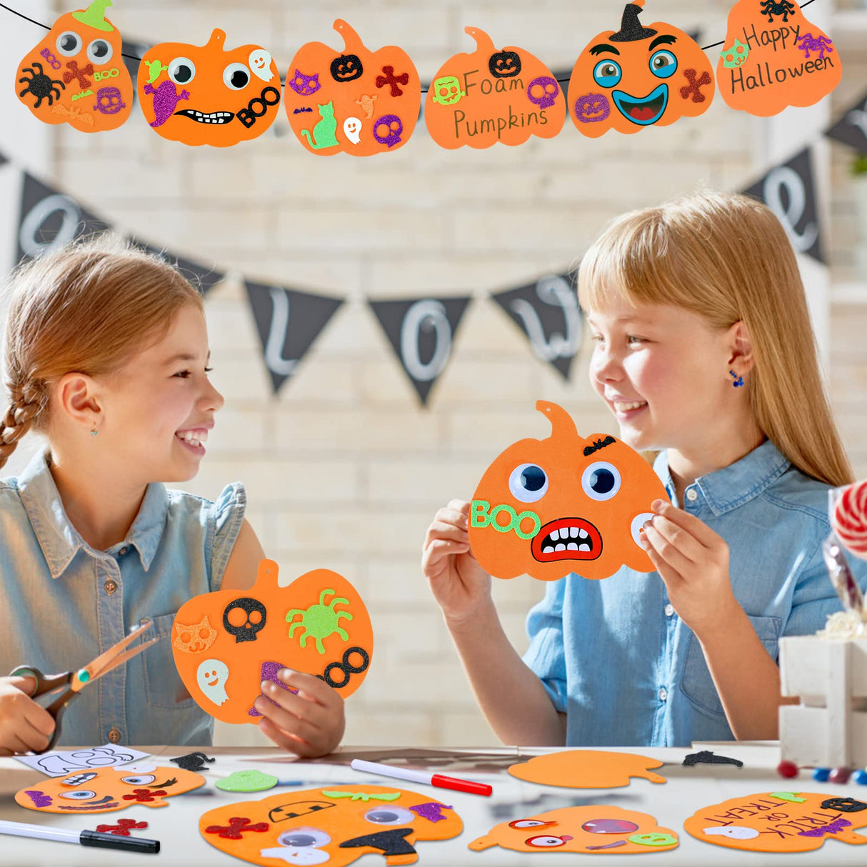 Max Fun 312PCS Halloween Pumpkin Foam Stickers, Halloween Craft Kit for Kids Bulk Glitter Set DIY Self-Adhesive Halloween Decoration Max Fun