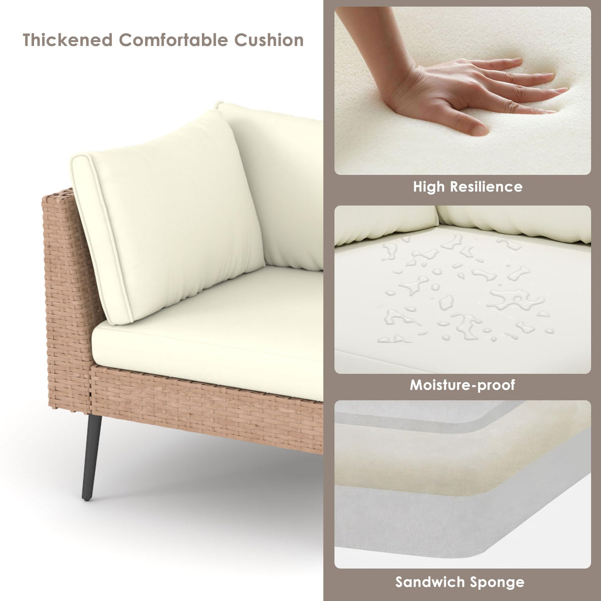 ENSTVER Outdoor Patio Sectional Furniture Set, 8 Piece Wicker Conversation Patio Furniture Wtih Extra Waterproof Cover and Thick Cushions for Garden, Backyard(Beige) ENSTVER