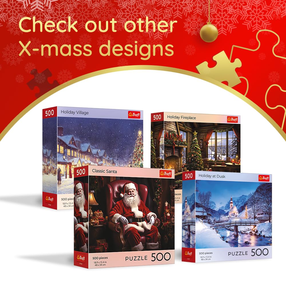 Trefl Classic Santa 500 Piece Jigsaw Puzzle 27"x19" Print, DIY Puzzle, Christmas Jigsaw, Creative Fun, Classic Puzzle for Adults and Children from 12 Years Old Trefl