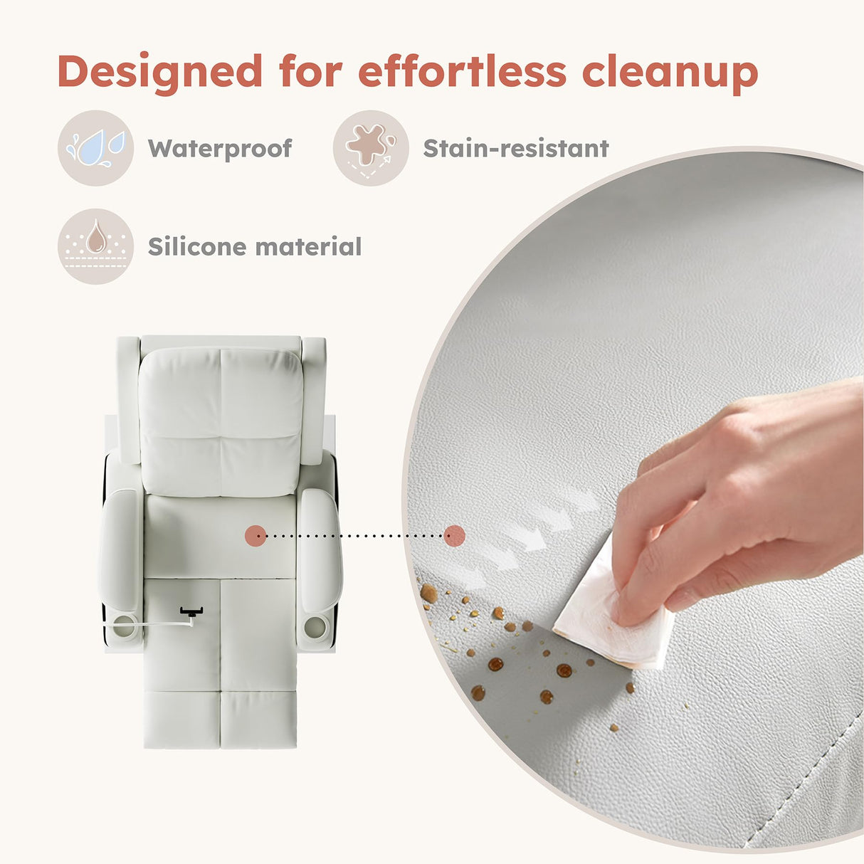 Triple Motor Power Swivel Rocker Recliner Chair with Adjustable Armrests for Adults Elderly, FSC Certified Faux Leather Rocking Chair Nursery for Breastfeeding(White) MAMAZING