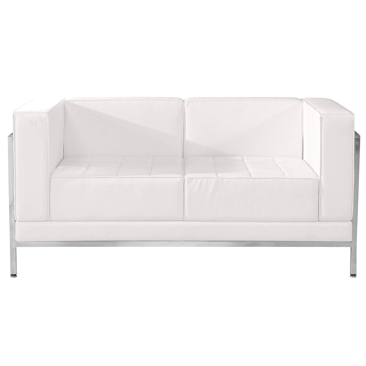 Flash Furniture HERCULES Imagination Series Contemporary White LeatherSoft Loveseat with Encasing Frame Flash Furniture