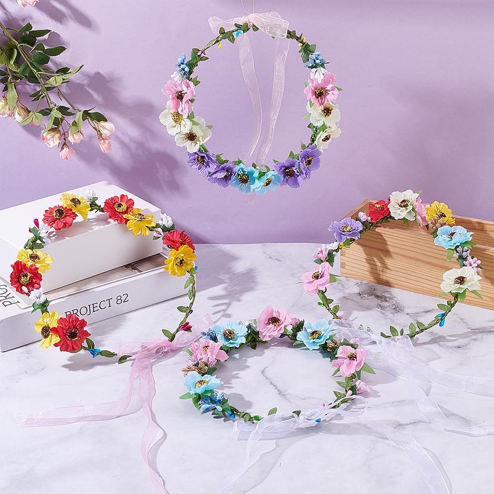 FREEBLOSS 16 Set Flower Crowns Making Kit Make Your Own Flower Crown Wreath Headbands Handmade Hair Accessories DIY Floral Crown Garland Kit FREEBLOSS