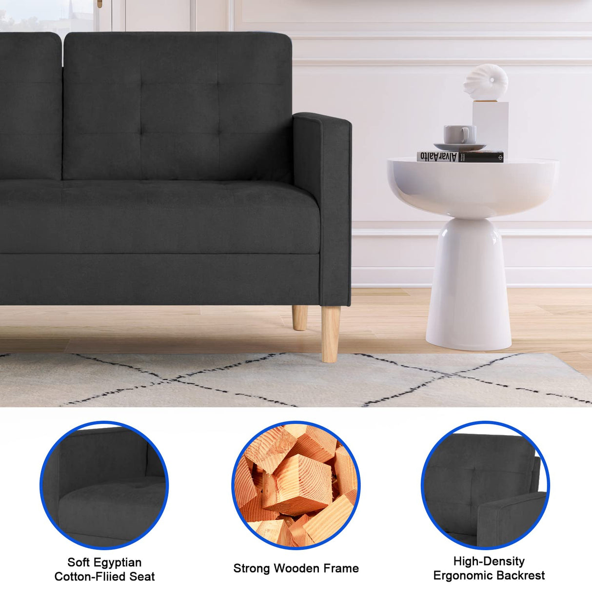 AODAILIHB 57"/30" Modern Soft Loveseat and Chair Set Tufted Cushion Loveseat Sectional Sofa Set Small Space Configurable Couch Set of 2 Sectional Couches for Livingroom,Office AODAILIHB