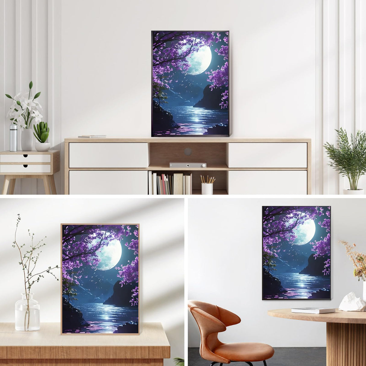 QINRUBB DIY Bright Moon Diamond Painting Kits, Full Drill Moonlight Diamond Art Painting Kits for Adults Beginners, DIY 5D Painting by Numbers Tree Diamond Art Kits for Home Decor 12x16inch QINRUBB