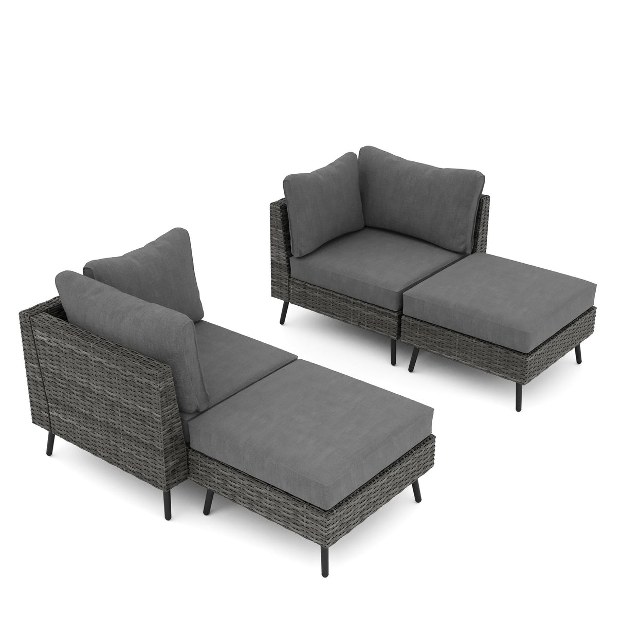LAUSAINT HOME Outdoor Patio Furniture, 4 Piece Outdoor Sectional Sofa PE Rattan Wicker Patio Conversation Sets, All Weather Patio Furniture Set with Thick Cushions for Garden, Backyard(Grey) LAUSAINT HOME