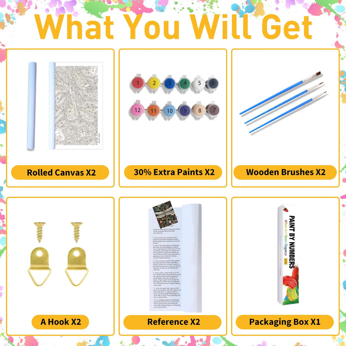 2 Pack Paint by Numbers Kit for Adults, Dragonfly Bee Paint by Numbers for Adults, DIY Adult Painting by Numbers Beginners on Canvas Acrylic for Home Wall Art Decor 12x16Inch (Rolled Package) Mandun