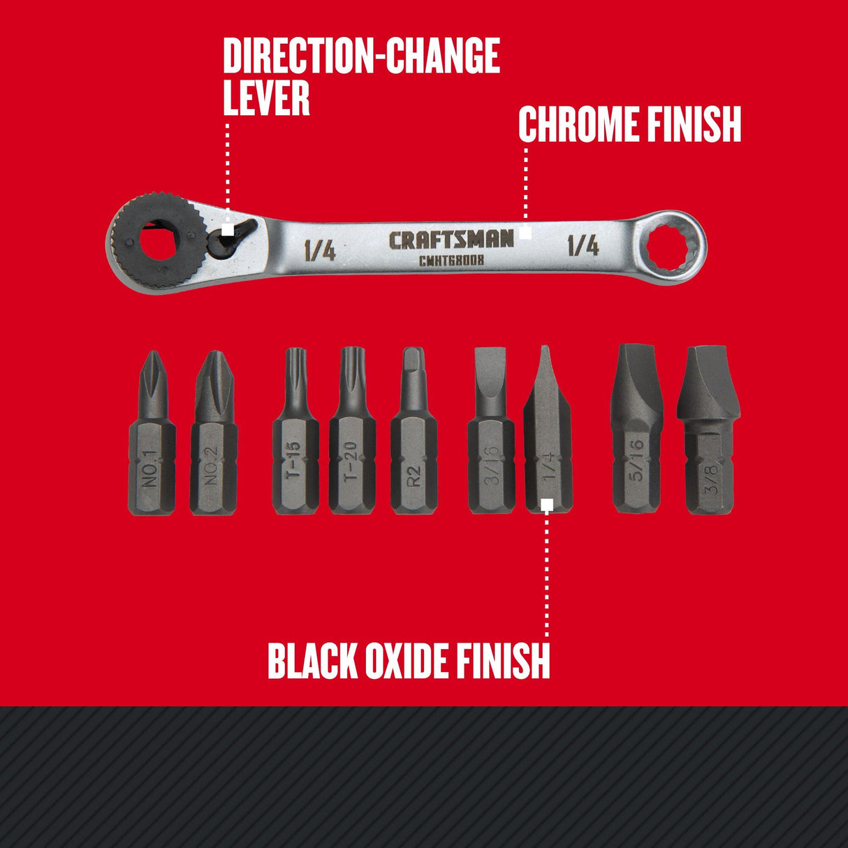CRAFTSMAN Screwdriver Set, Ratcheting Offset, Multi-Bit, 10 Piece (CMHT68008) CRAFTSMAN