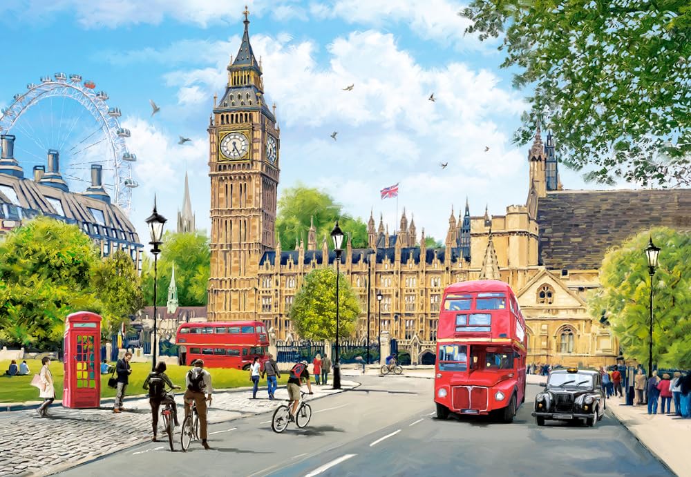 CASTORLAND 1000 Piece Jigsaw Puzzles, Busy Morning in London, United Kingdom, Great Britain, England Puzzle, Big Ben, Adult Puzzle, Castorland C-104963-2 Castorland