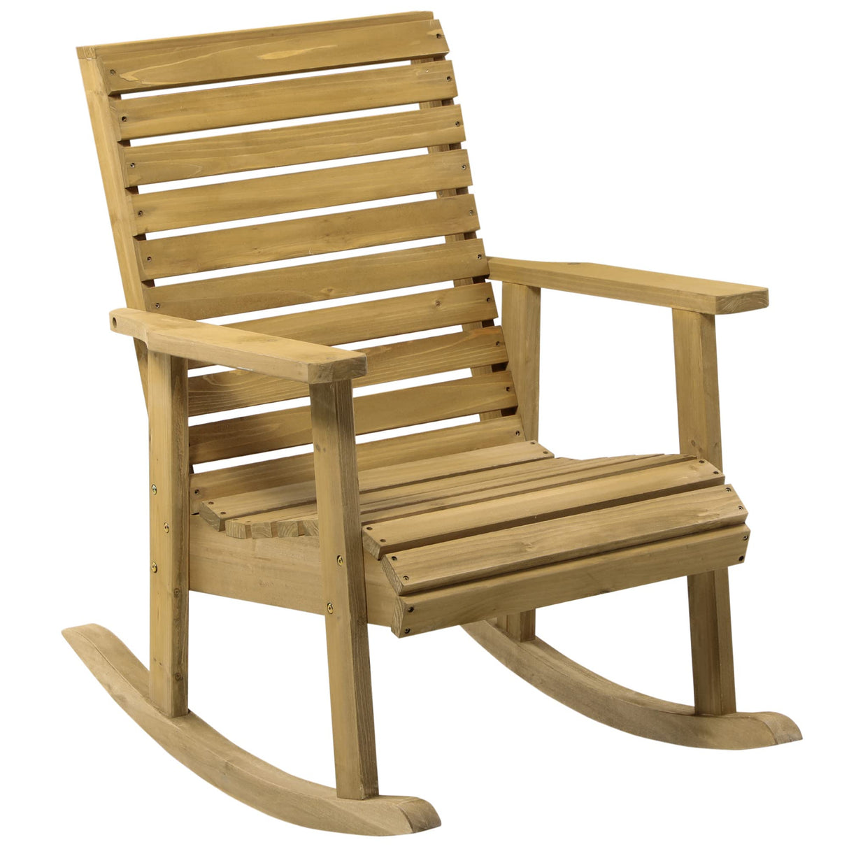 Outsunny Traditional Wooden Rocking Chair with Armrests - Light Brown Outdoor Comfort Outsunny