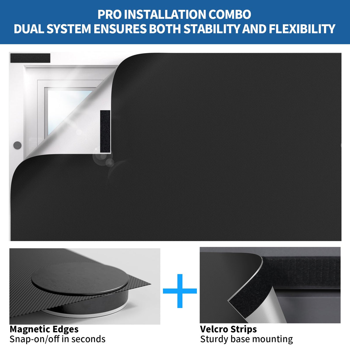 BKSAI 100% Blackout Window Cover, Portable Magnetic Blackout Shades for Window, Black Out Window Blinds No Drill Cuttable Blackout Curtains for Bedroom, RV, Nursery, Media Room, 39x57 inch BKSAI