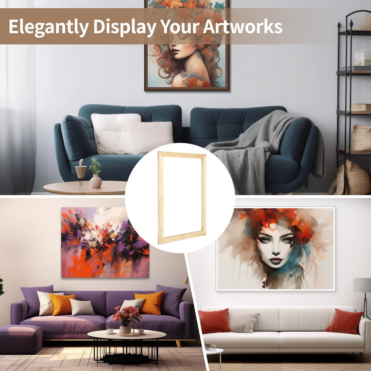 OMISTAR 4 Sets Canvas Stretcher Bars - 1216" Wooden Frames Kit, DIY Wood Frames With Hooks, Thumbtacks, and Traceless Nails, Arts Accessories for Prints, Oil Paintings OMISTAR