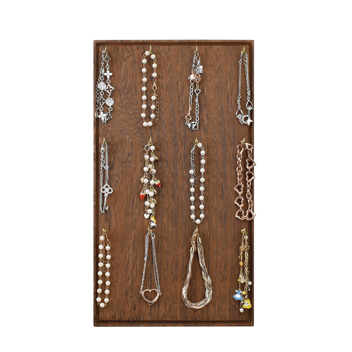 Ikee Design Wooden Jewelry Display Stand with 12 hooks, Earring Display with Hooks, Bracelet, Earring, Keychain Stand for Selling,7.8W x 7.8D x 15.9H in, Brown Color Ikee Design