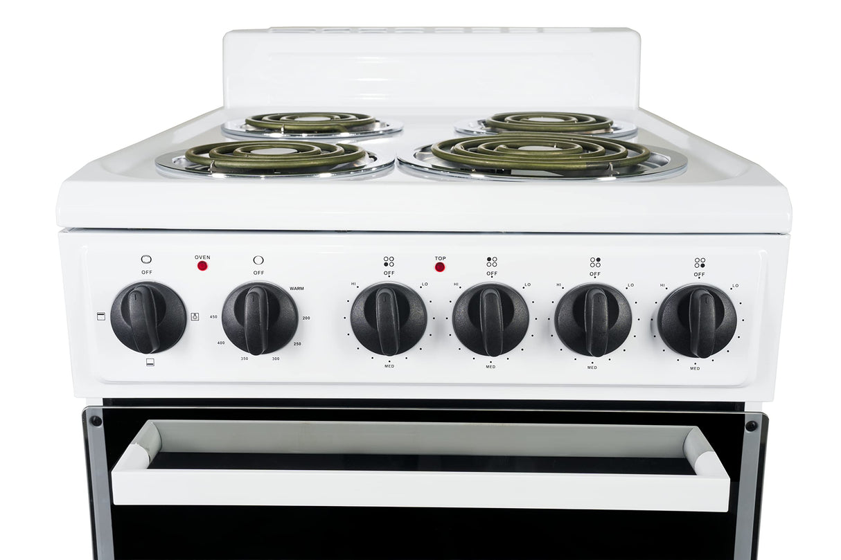 Premium Levella 20" Electric Range with 4 Coil Burners and 2.2 Cu. Ft. Oven Capacity in White PremiumLevella