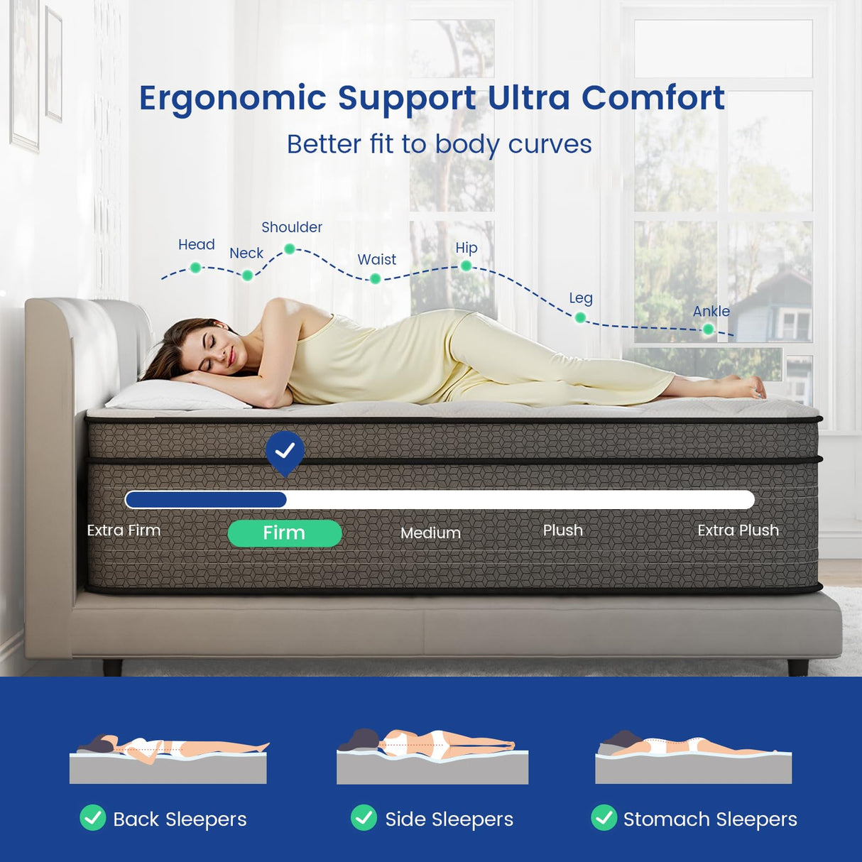 Ruoysun King Size Mattress, 12 Inch Firm Hybrid King Bed Mattress in a Box, with Gel Memory Foam and Individual Pocket Springs, Motion Isolation, Strong Edge Support & Pressure Relief Ruoysun