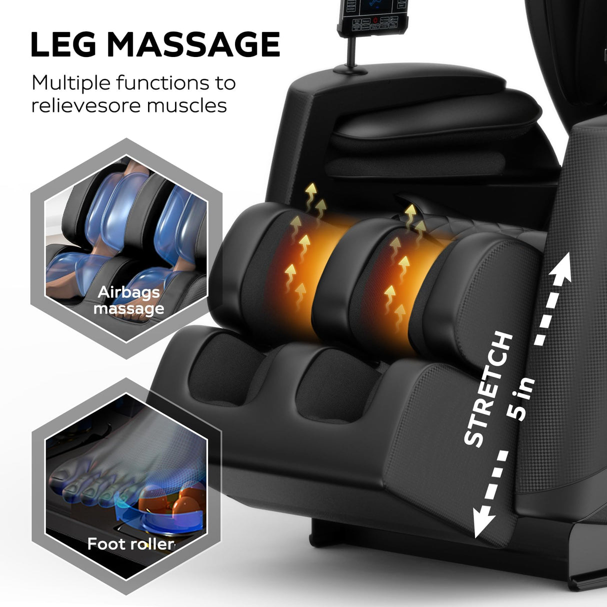 VUYSUYVY Massage Chair Full Body, Zero Gravity Massage Chair Recliner for Back Fatigue with Heat, Airbags, Foot Rollers, Bluetooth and LCD Touch Screen, Fit Office and Home Relaxation VUYSUYVY