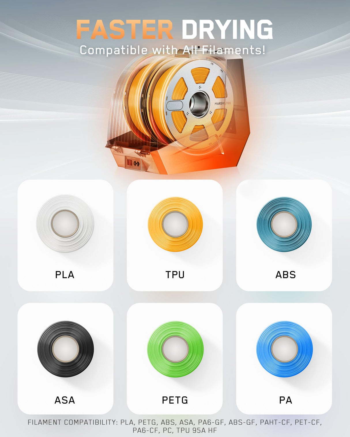 MarsWork 3D Printer Filament Reusable Aluminum Spool, Compatible with 1kg, 1.75mm PLA/TPU/ABS/PETG Filament, Compatible with Bambu Lab Filament Refill – Sustainable Printing Solution(Without filament) MarsWork