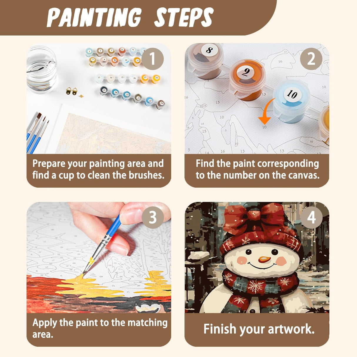 XTCIXAL 4 Pack Paint by Numbers Kit for Adults with Framed and Easel, Christmas Paint by Number Kits, Candles Snowman Truck Wreath Acrylic Oil Painting for Home Wall Decor (8x12 Inch) XTCIXAL