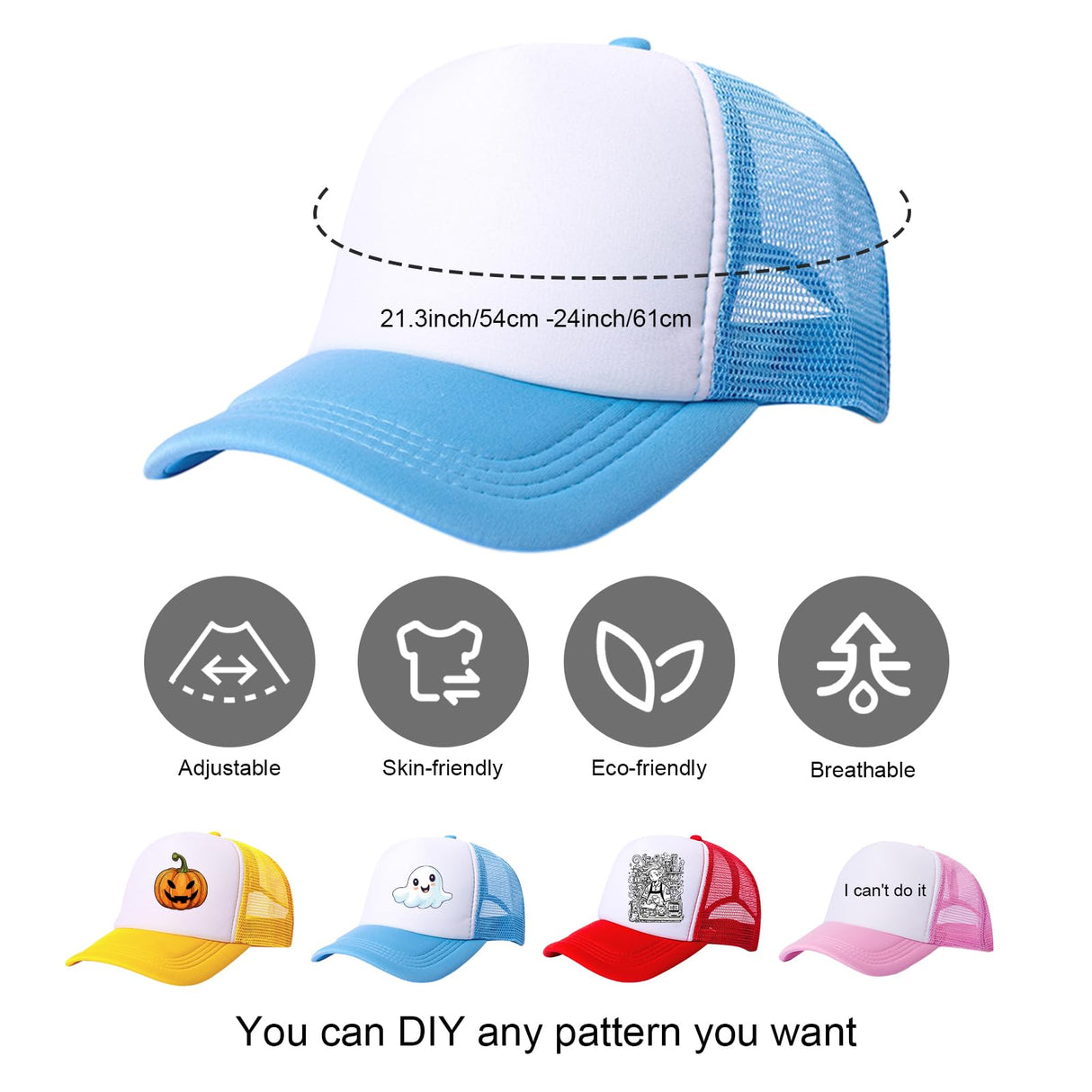 Ankmogela 10 Pack of Blank Trucker Hat Mesh Cap Men and Women Baseball Cap DIY Graffiti Hot Stamping Duck Tongue Cap Pink White Ankmogela