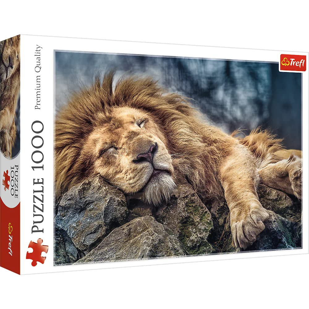 Trefl Sleeping Lion 1000 Piece Jigsaw Puzzle Red 27"x19" Print, DIY Puzzle, Creative Fun, Classic Puzzle for Adults and Children from 12 Years Old Trefl