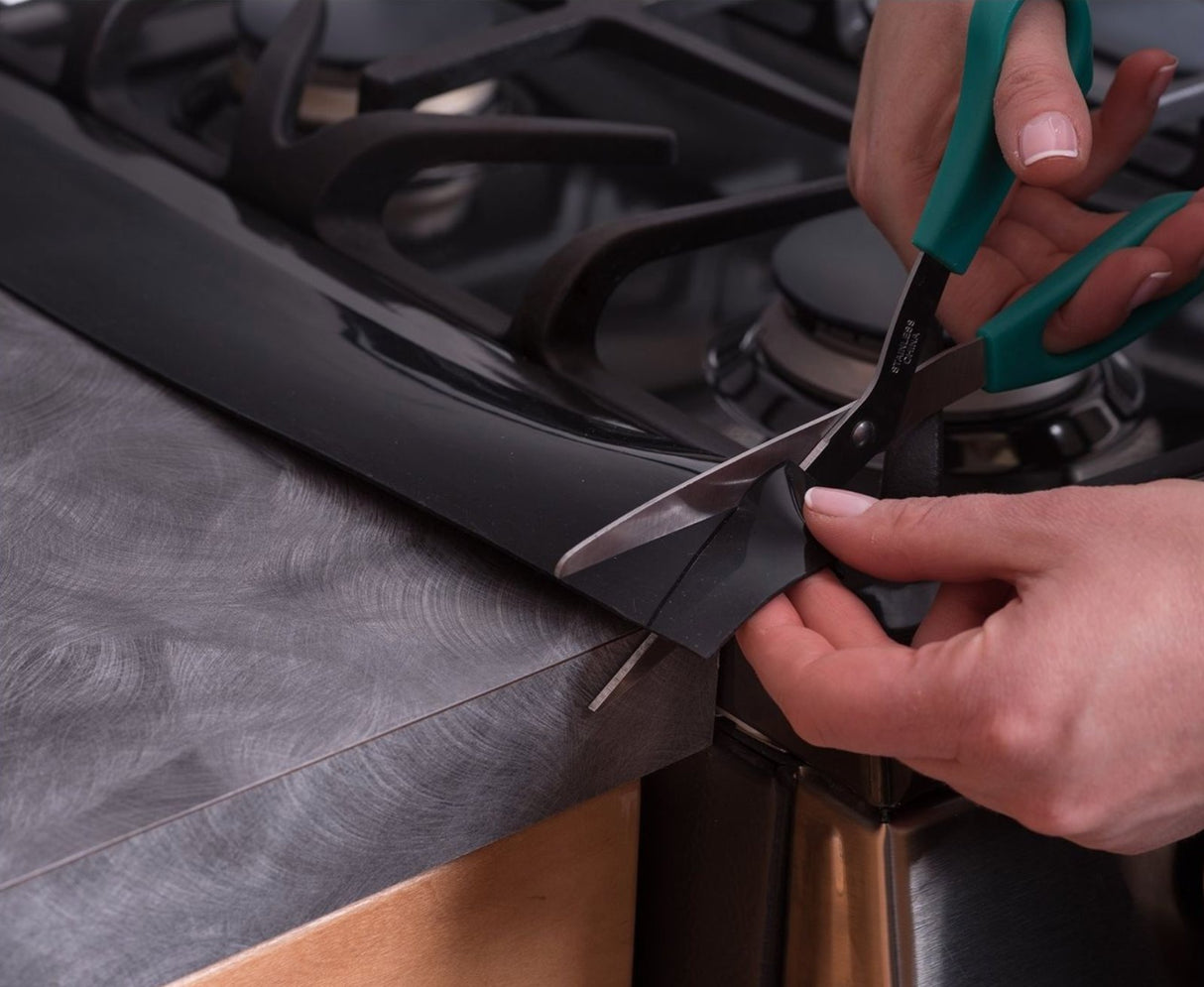 2 Pack Flexible Kitchen Stove Gap Covers, Silicone Gap Fillers Between Counter and Stovetop, Oven, Washer, Dryer, Easy to Wipe, Food grade (Black, 21 Inches) WoodArtSupply