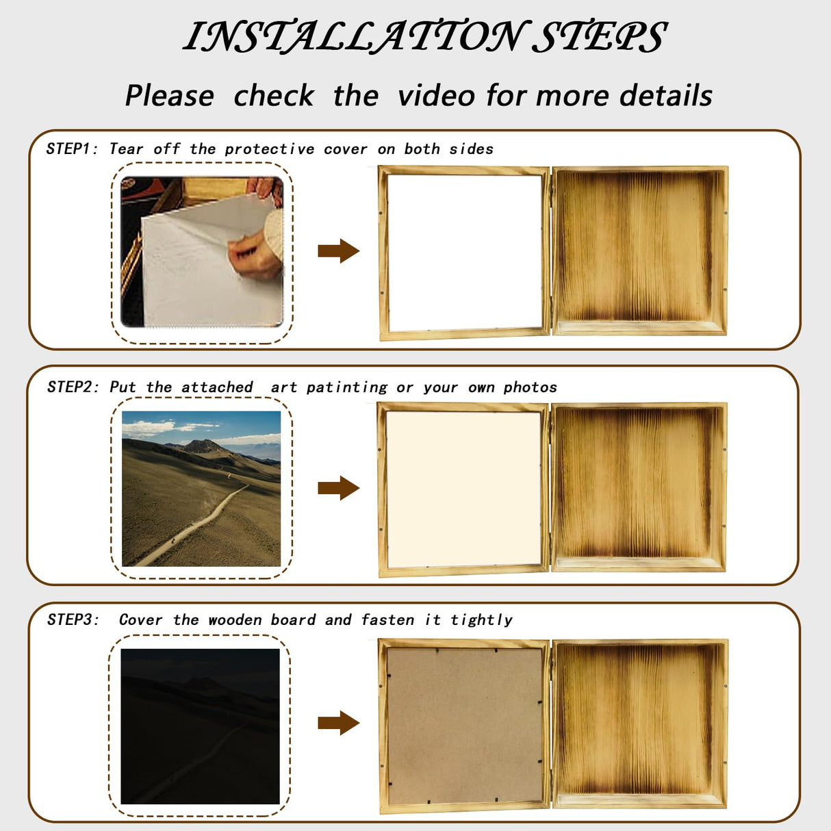 Jingdekiln Hidden Gun Storage Picture Frame Compartment Furniture, Firearm Concealment Shelf Wall Decor, Wooden Pistol Box for Home Jingdekiln