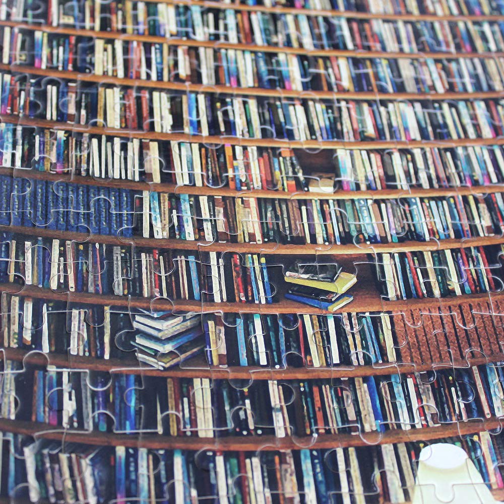 Moruska Puzzles for Adults 1000 Pieces Wooden Jigsaw Puzzle Challenge and Fun - Bookshelf Dam Moruska