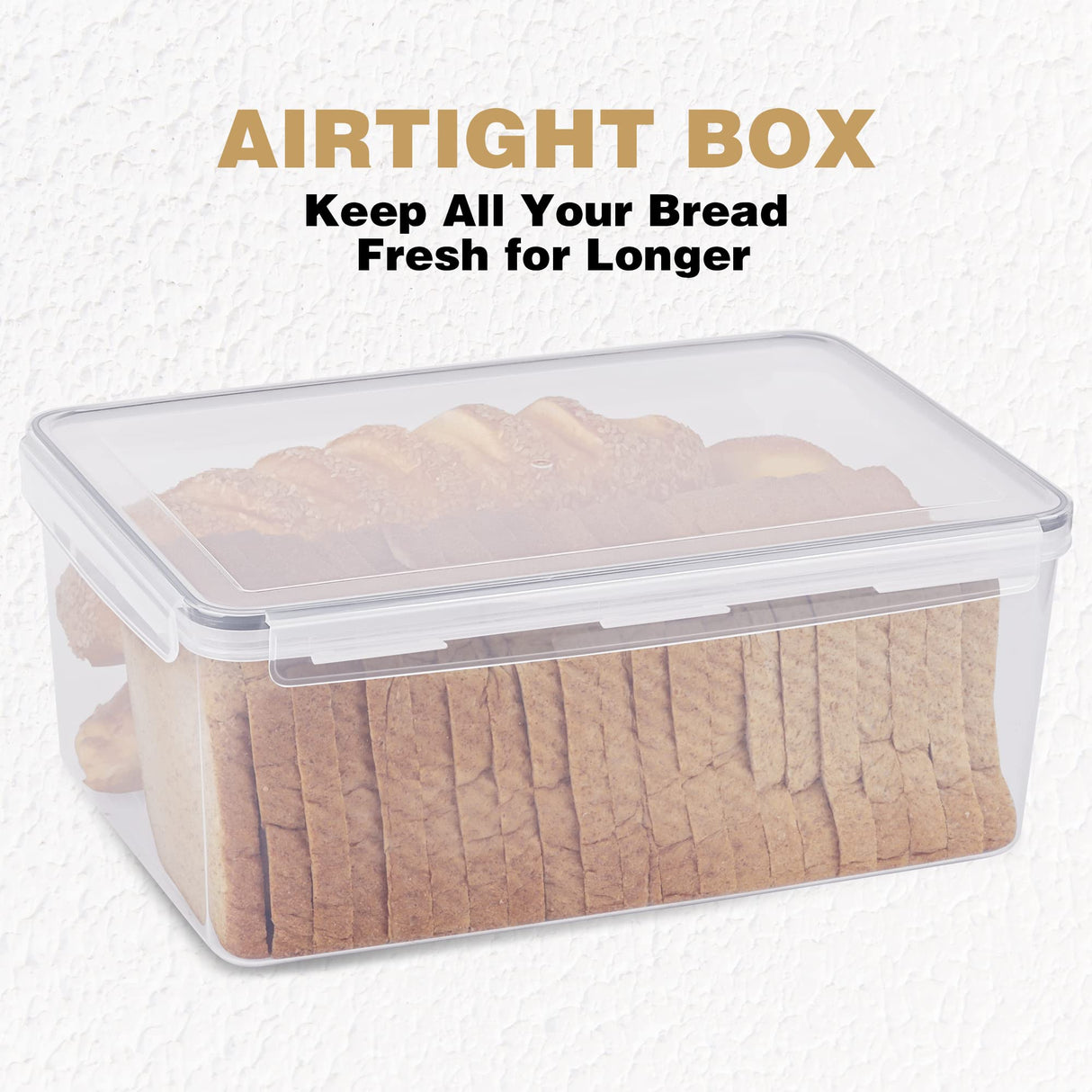 Tiawudi 2 Pack Large Bread Box for Kitchen Countertop, Airtight Bread Storage Container for Homemade Bread and Bakery Loaf, Plastic Bread Keeper, 11.6 Qt / 11L Each Tiawudi
