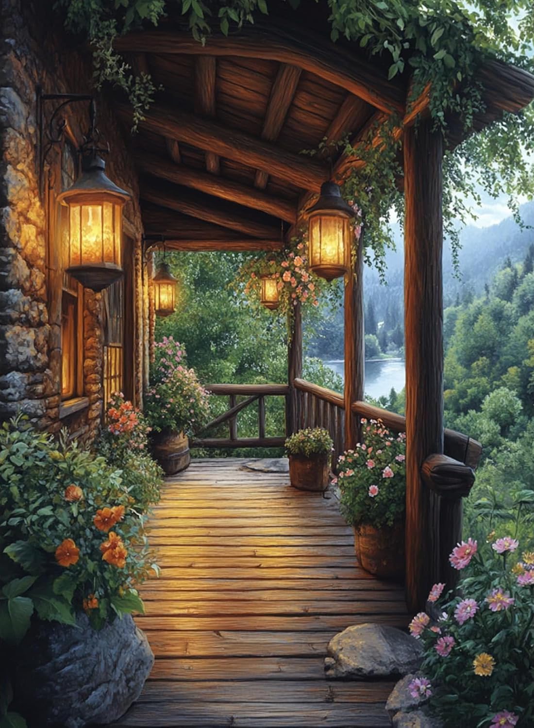 Diamond Art Kits for Adults Beginner- Garden DIY Modern Diamond Painting Kits 5D Diamond Dots Gem Art Crafts with Tools Round Full Drill Funny Crafts for Home Wall Decor&Gift 12x16inch Fairyland JinWenn