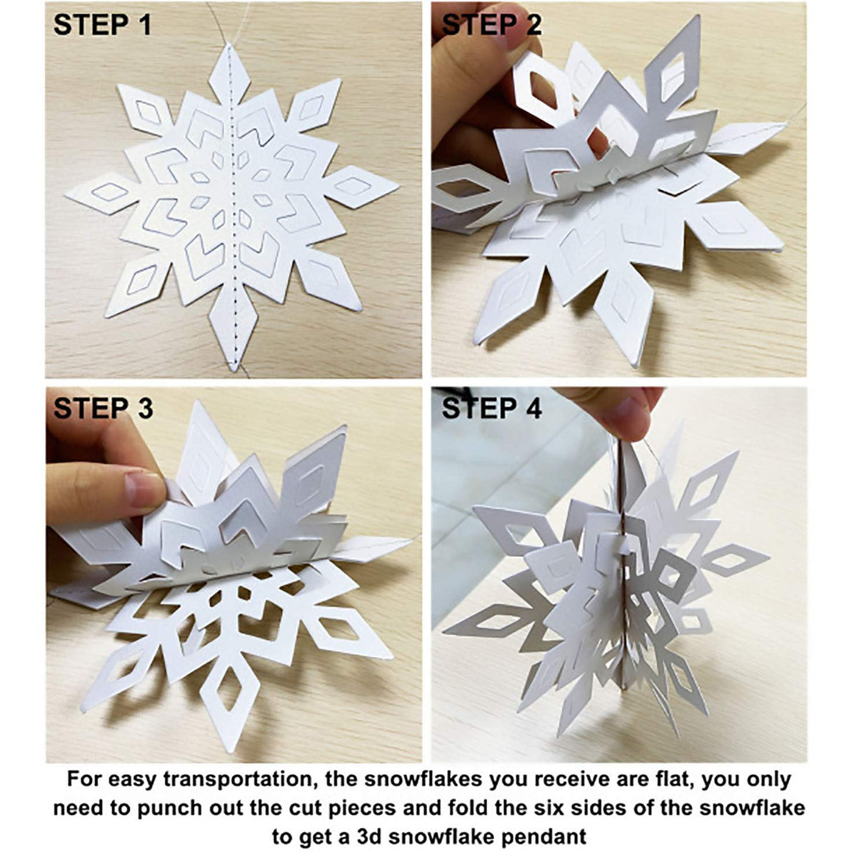 OuMuaMua Winter Christmas Hanging Snowflake Decorations, 12PCS Snowflakes Garland & 12PCS 3D Glittery Large White Snowflake for Christmas Winter Wonderland Holiday New Year Party Home Decorations OuMuaMua