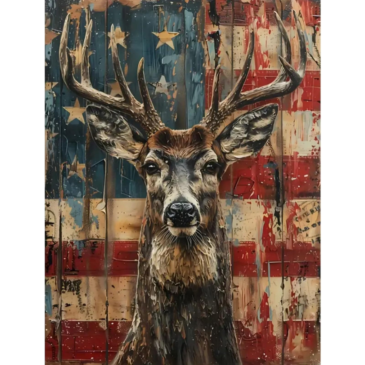 KTHOFCY 5D DIY Diamond Painting Kits for Adults, American Flag Deer Full Drill Embroidery Cross Stitch Crystal Rhinestone Paintings Pictures Arts Wall Decor Painting Dots Kits 15.7X11.8 inch KTHOFCY